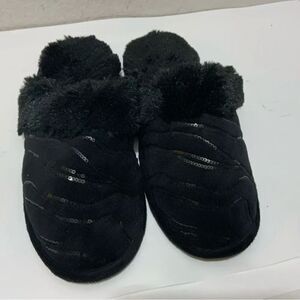 Dearfoams black clogs  Sequined Slippers large 9-10